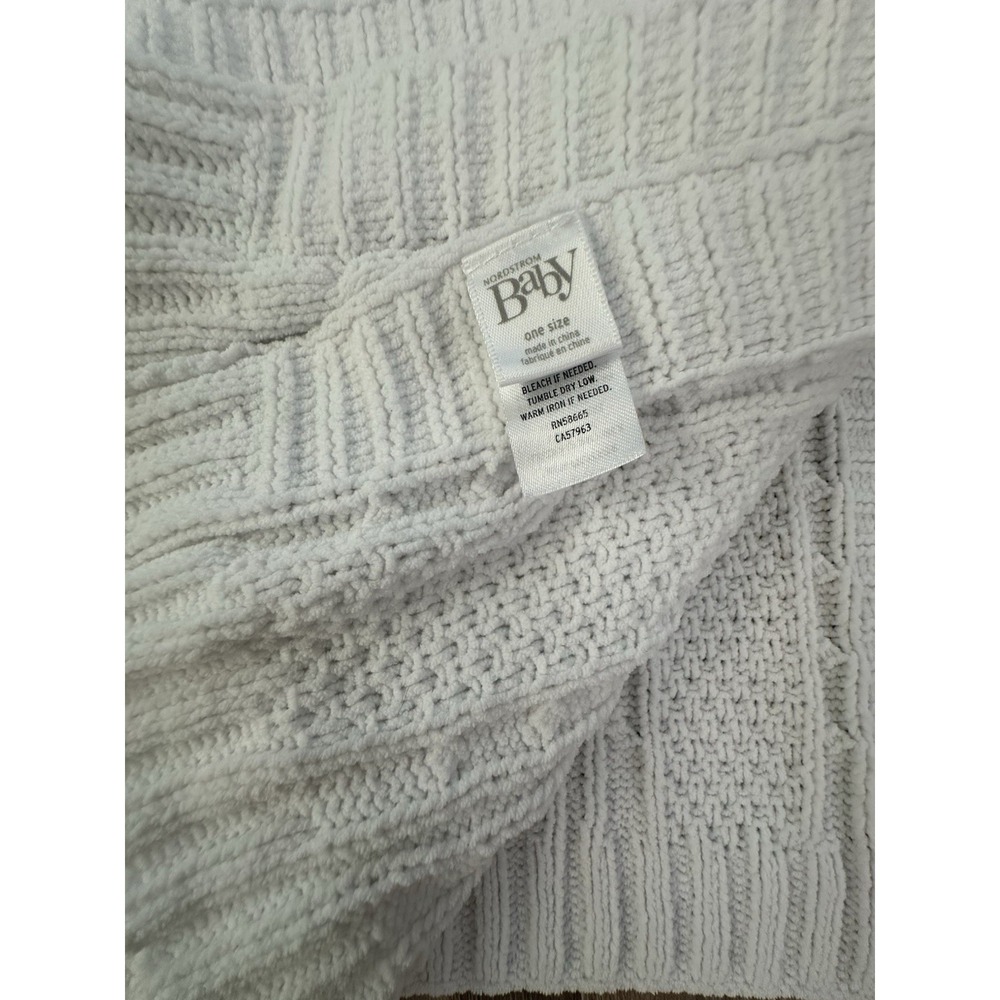 Nordstrom Baby Blanket‎ White Cable Knit 30x40 Cozy Soft